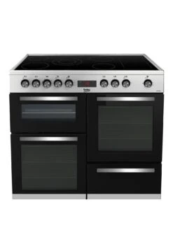 Beko KDVC100X Freestanding 100cm Double Oven Range Cooker, Stainless Steel